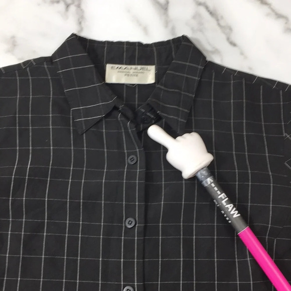 Emanuel ungaro Black White Windowpane Check Button Front Shirt Womens SP Long - Picture 11 of 12